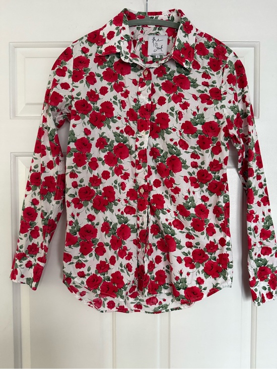 The Shirt by Rochelle Behrens Tops - The Shirt by Rochelle Behrens Red Rose Print Button-Down Shirt